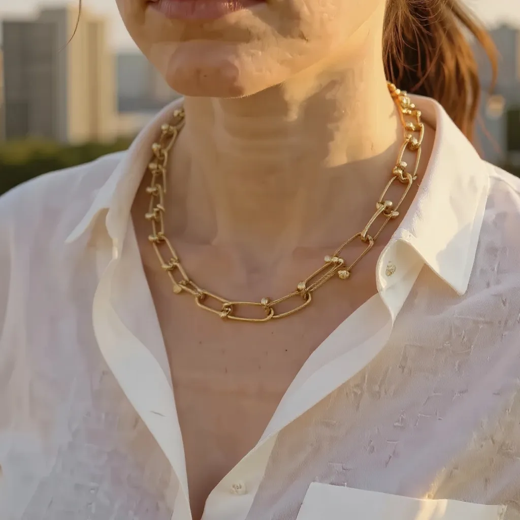 Chunky 14k gold statement necklace
