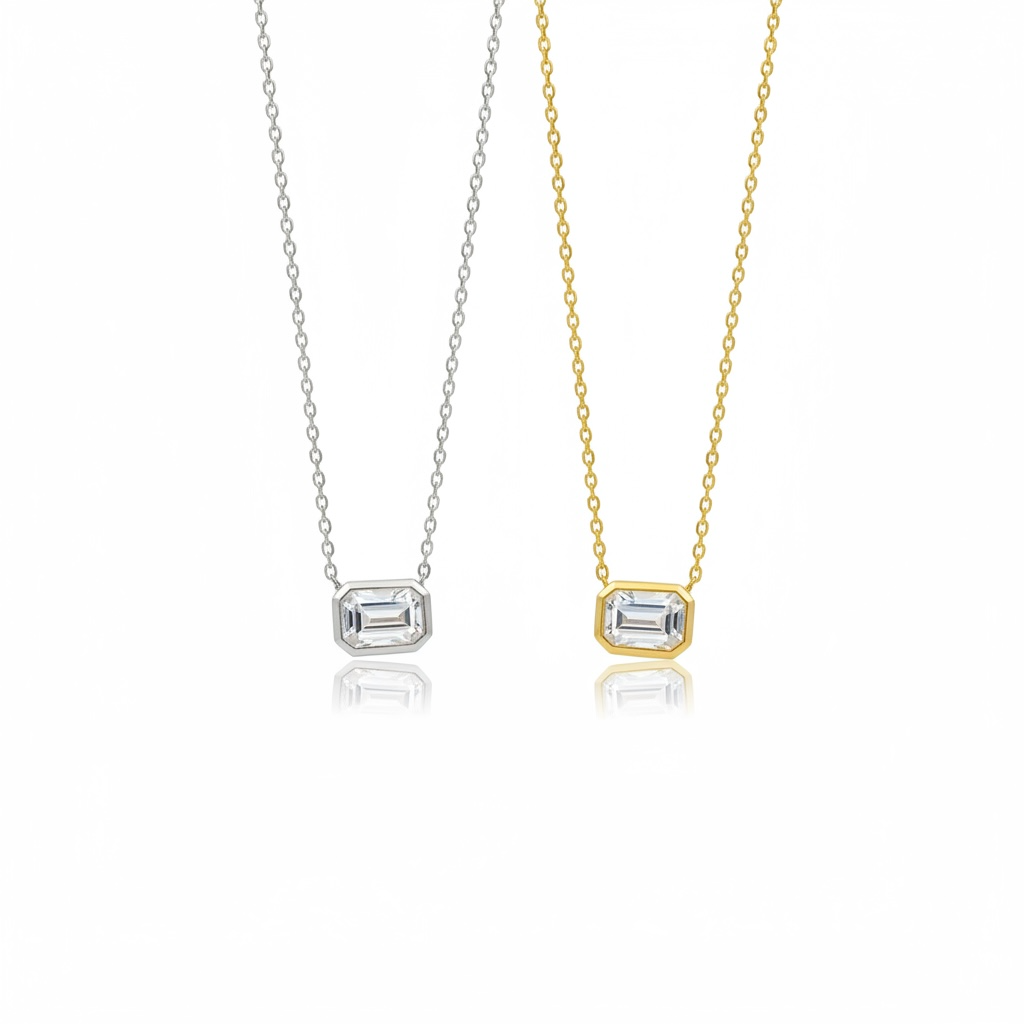 Bezel emerald necklace