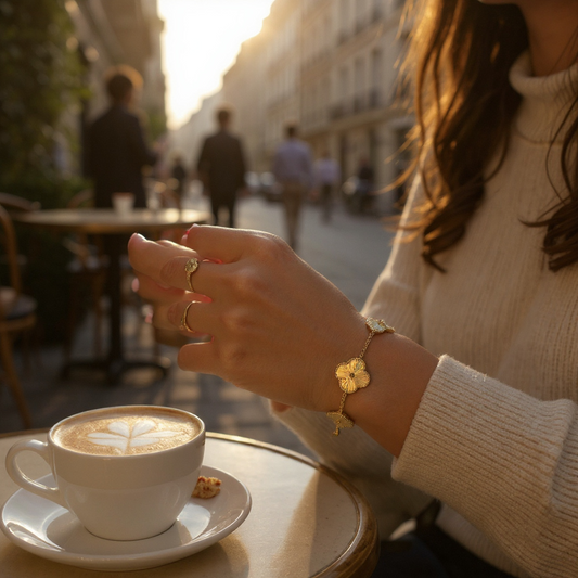 5 motif gold clover bracelet