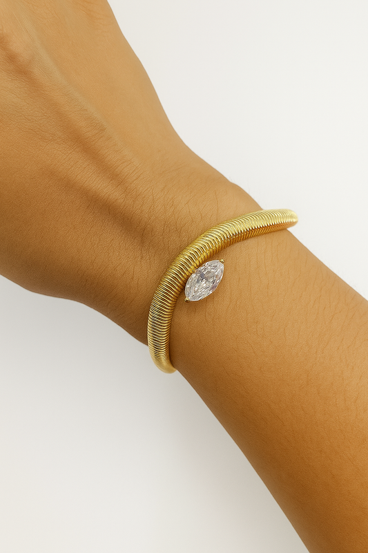 Ribbed CZ bangle