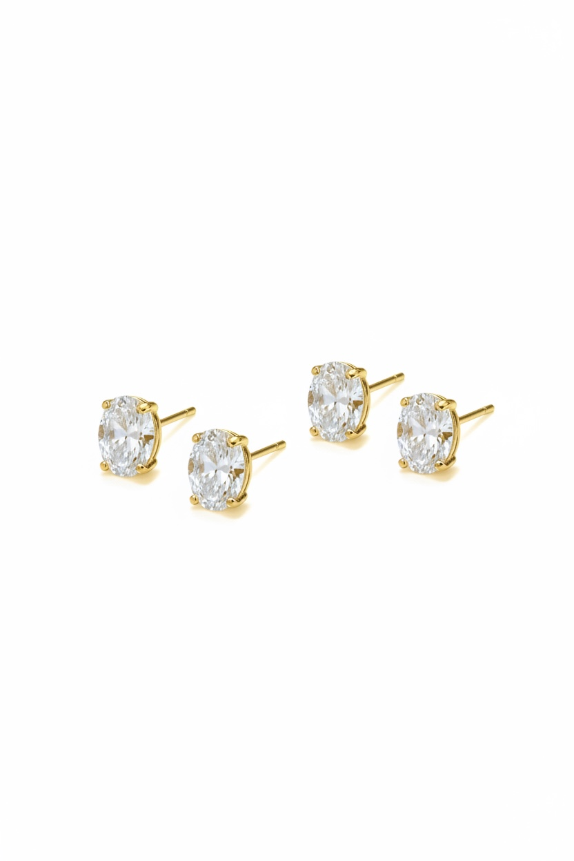 Oval CZ studs