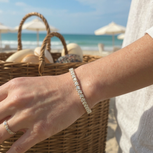 Cluster diamond tennis bracelet