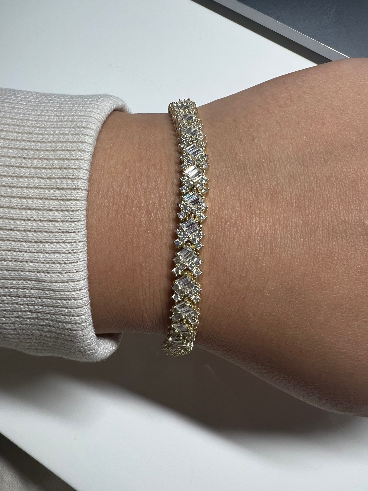 Cluster diamond tennis bracelet