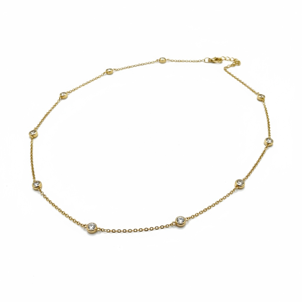 CZ bezel diamond necklace