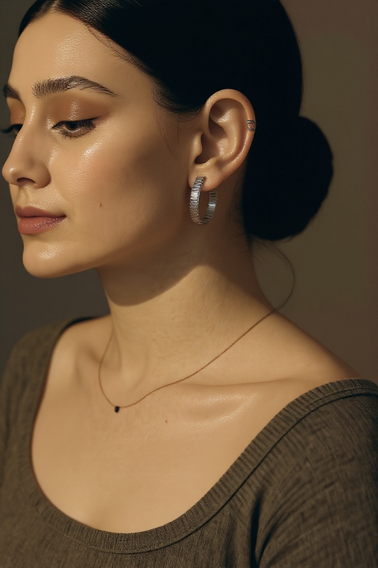 CZ Diamond emerald hoops