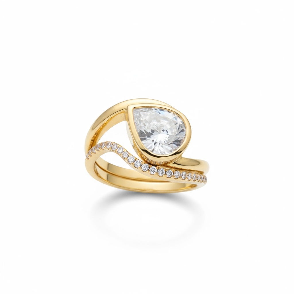 Pear Bezel Ring
