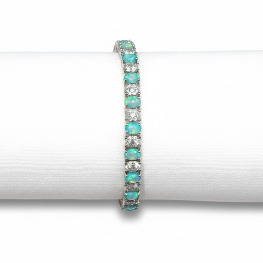 Blue and diamond oval tennis bracelet