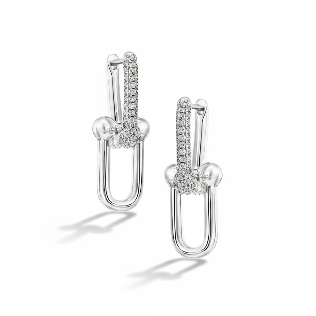 Large CZ Link Earrings