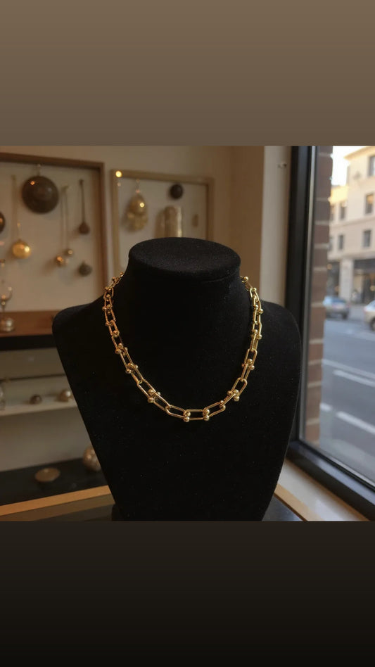 Chunky 14k gold statement necklace