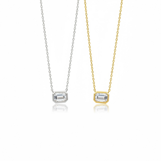 Bezel emerald necklace