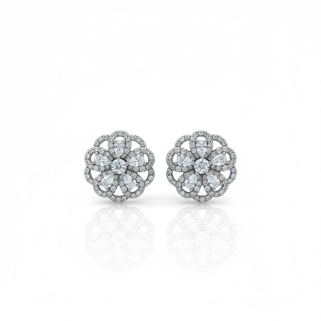 Sterling silver floral studs