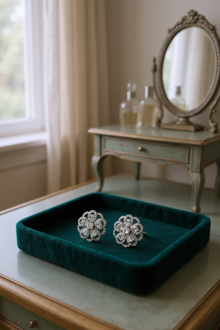 Sterling silver floral studs