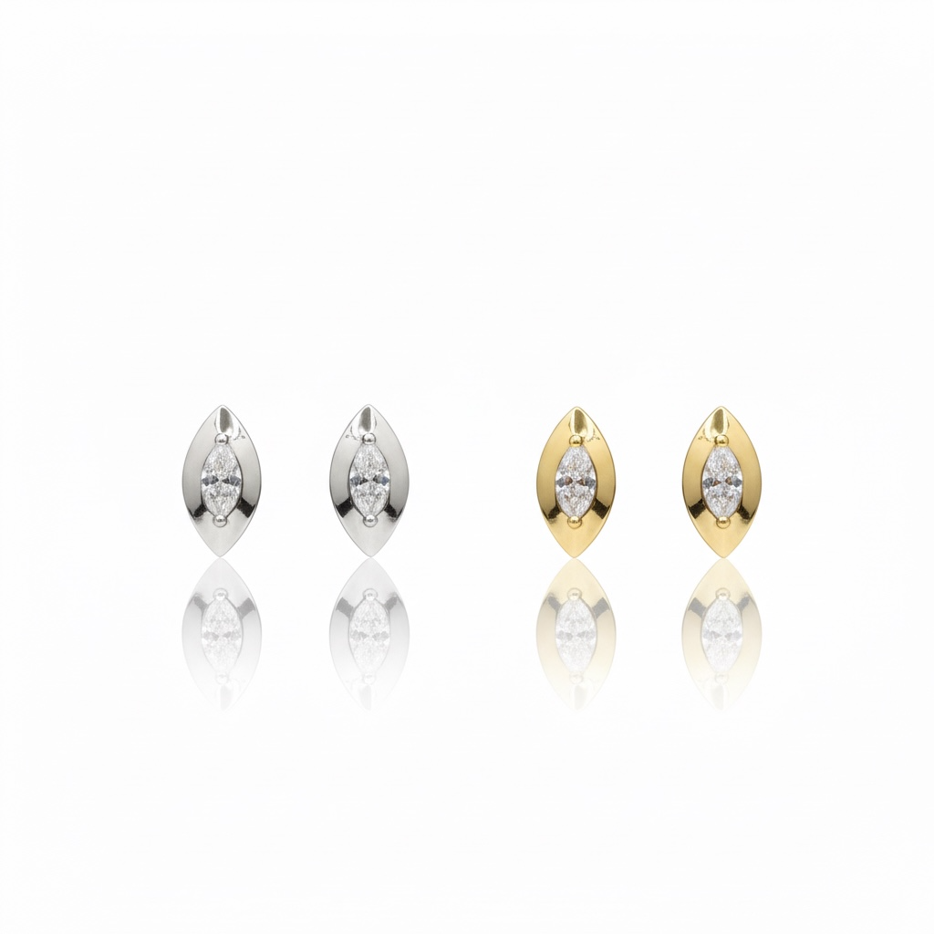 Bezel Marquise Studs