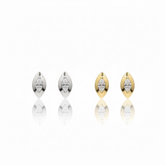 Bezel Marquise Studs
