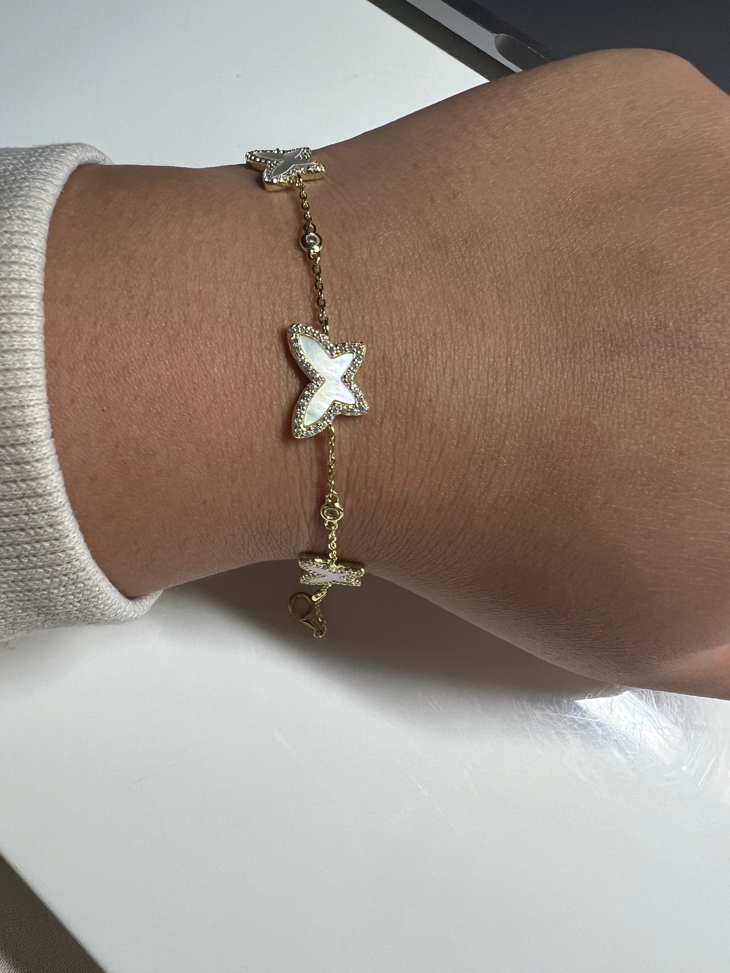 Pearl butterfly bracelet