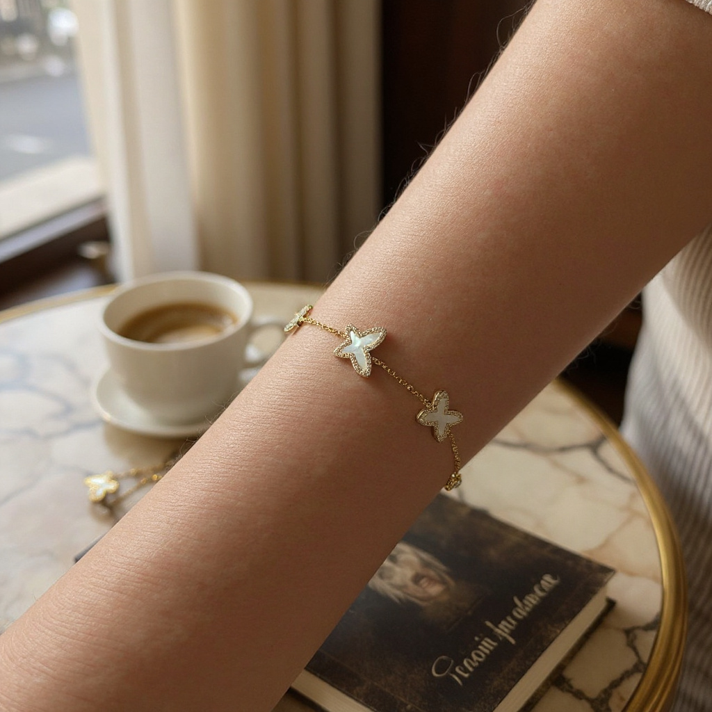 Pearl butterfly bracelet