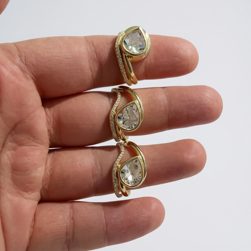 Gold Pear bezel ring
