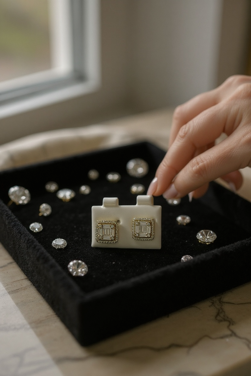 Square statement studs