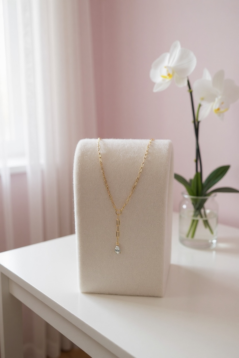 Pear lariat necklace