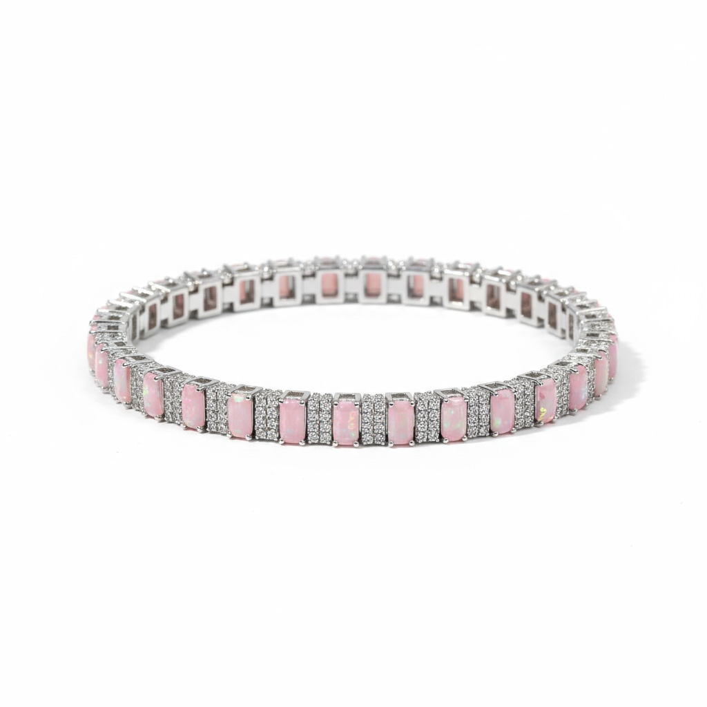 Pink iridescent diamond bracelet