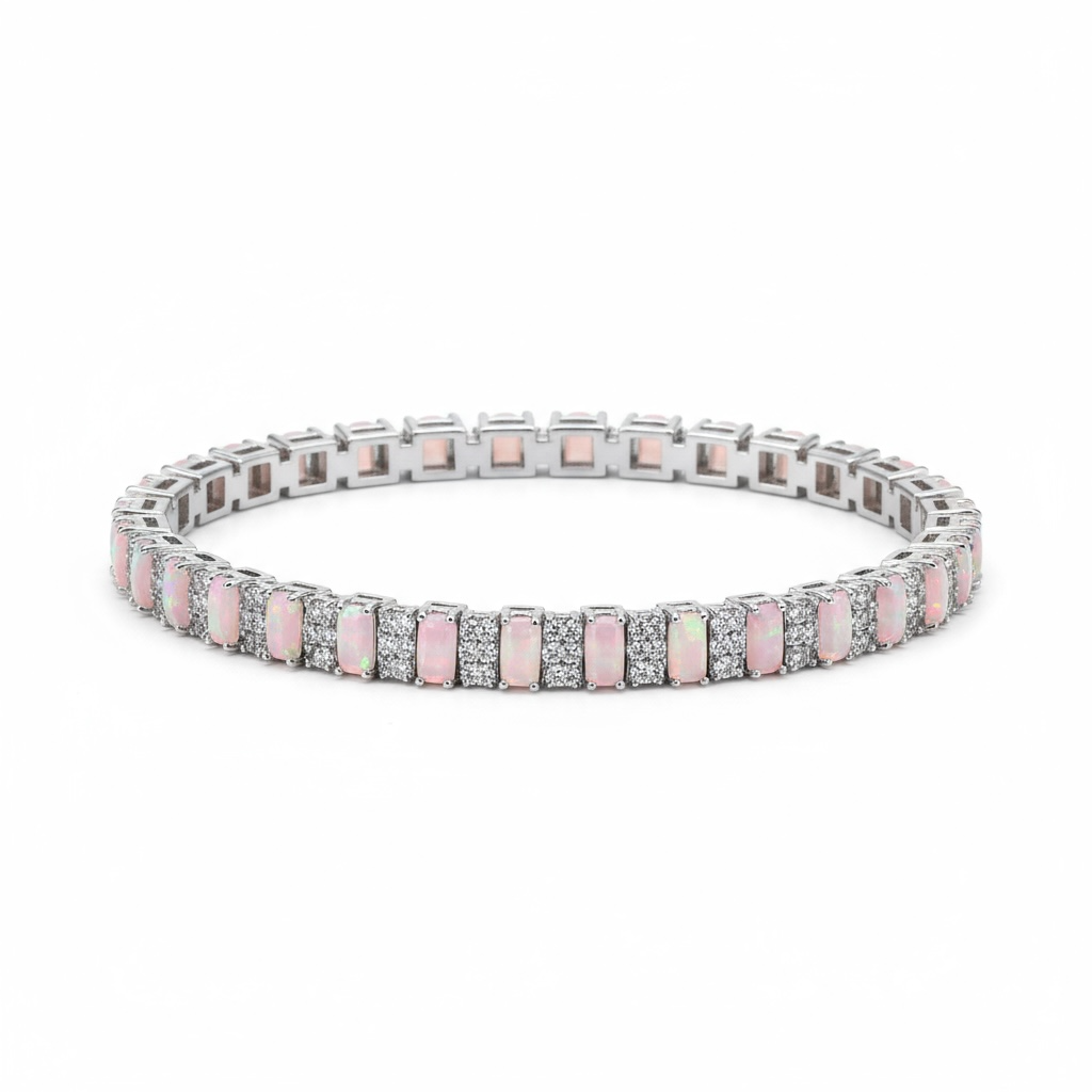 Pink iridescent diamond bracelet