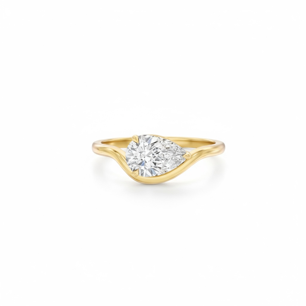 Lab Diamond Pear pinky ring