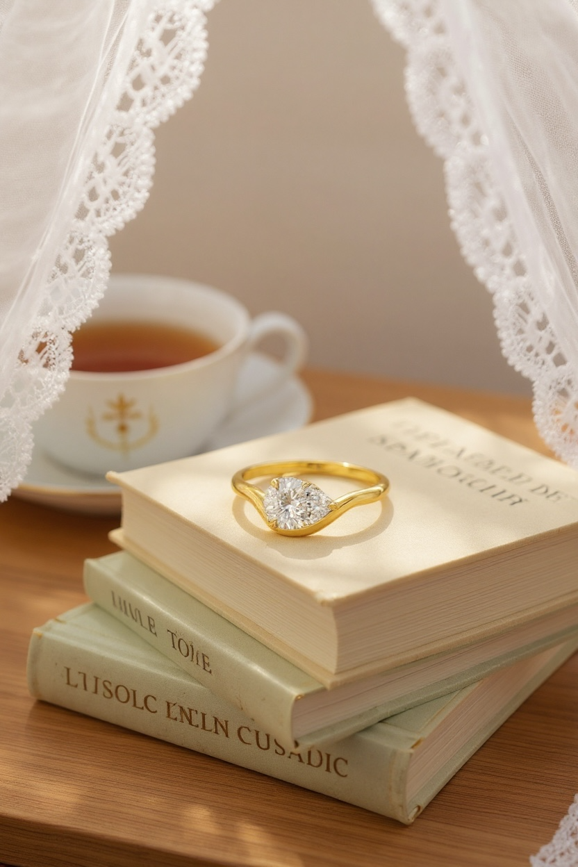 Lab Diamond Pear pinky ring