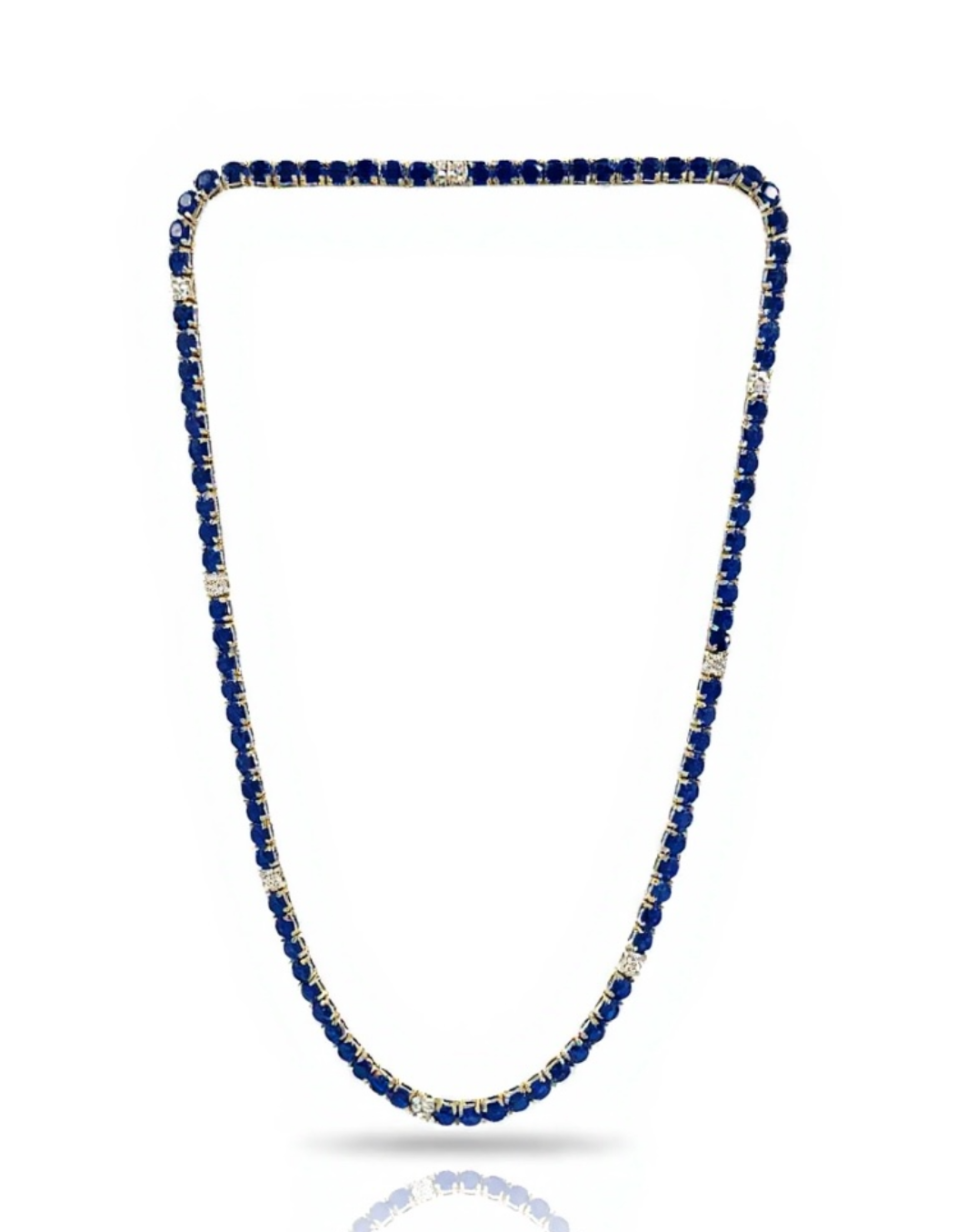 Blue sapphire tennis necklace