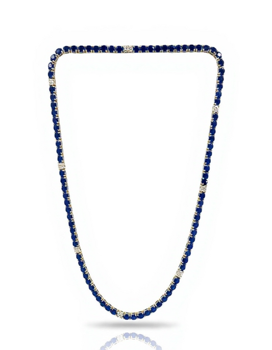 Blue sapphire tennis necklace