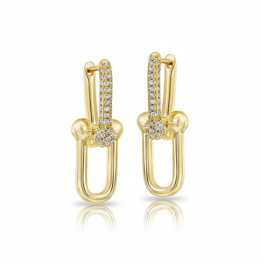 Large CZ Link Earrings