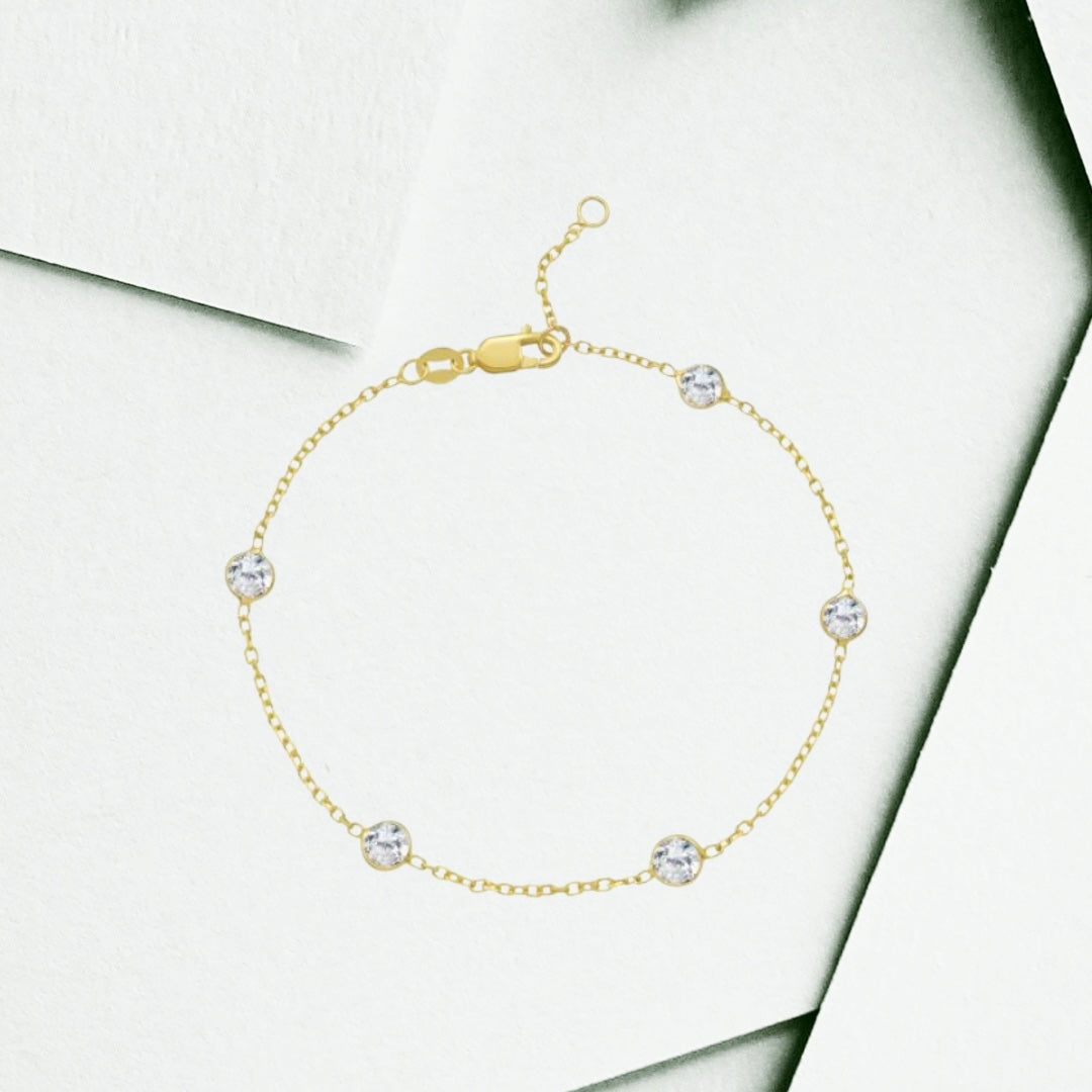 Bezel Set Station Bracelet