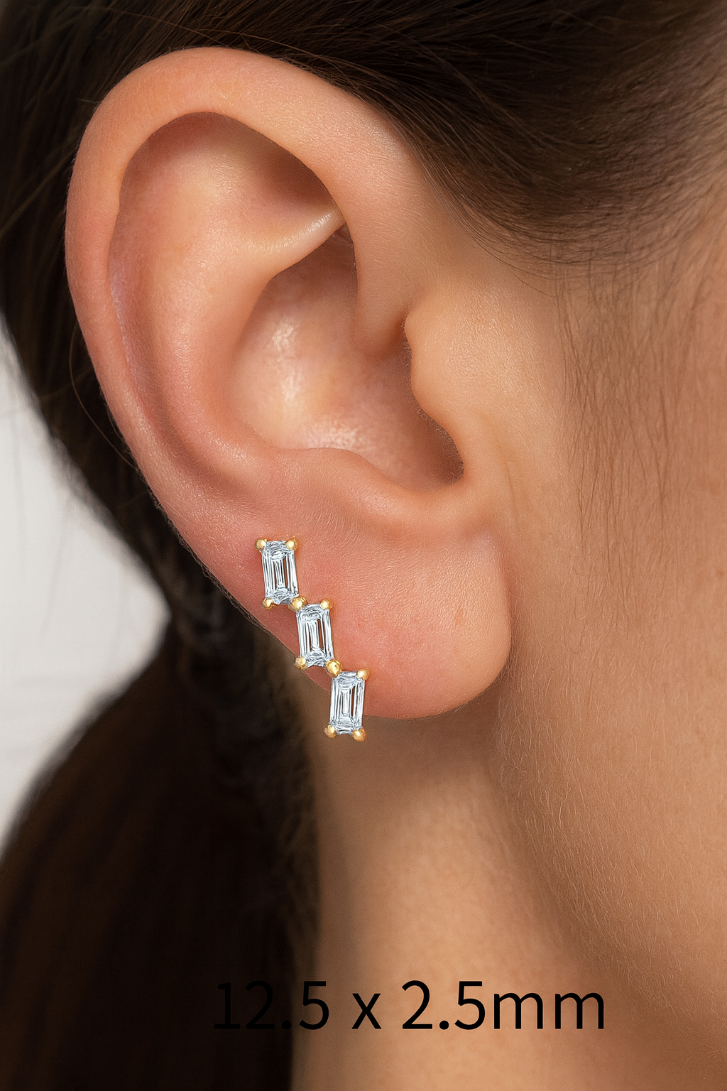 Triple Baguette Ear Climber