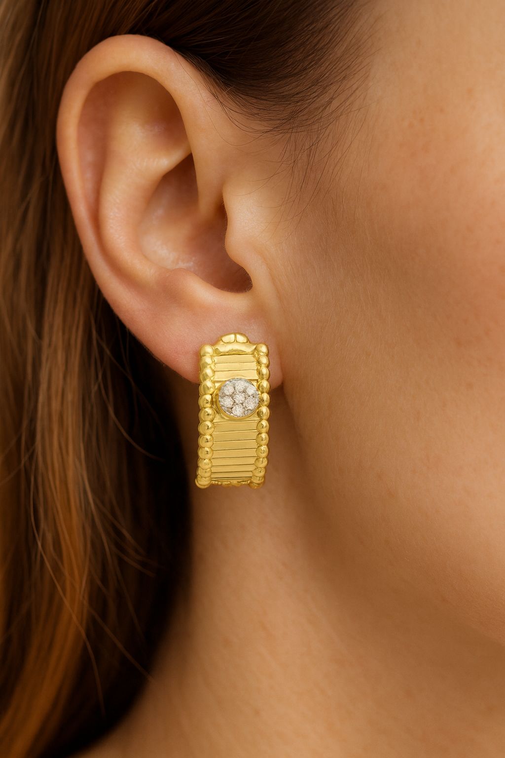 Half Moon Diamond Earring