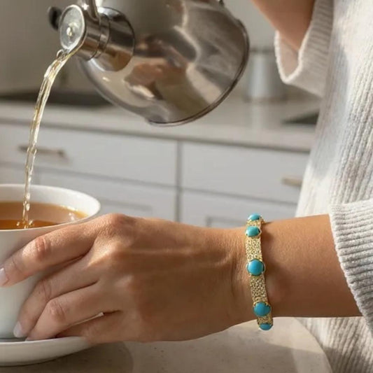 14k Gold over Silver Turquoise Bangle